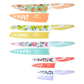 UPTRUST Knife Set, 10-piece Kitchen Knife Set Nonstick Coated with 5 Blade Guard, Multicolored Fruit Knives, Perfect as Kitchen Gifts