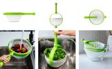 Spina | Easy-To-Use Salad Spinner | Non-Scratch, Nylon Spinning Colander | Lettuce Spinner | Colander with Collapsible Handle | Green