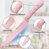 Kitchen Knife Set, Caliamary Pink Flower 6PC Stainless Steel Sharp Chef Knife Set with Acrylic Stand, Cooking Non-slip Knife Set with Block, Non-stick