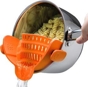 Kitchen Snap N Strain Pot Strainer and Pasta Strainer - Adjustable Silicone Clip On Strainer for Pots, Pans, and Bowls - Gray (Option: colororange)