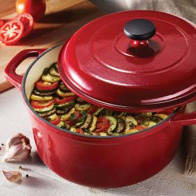 Qt Enameled Round Cast Iron Dutch Oven (Option: colorred)