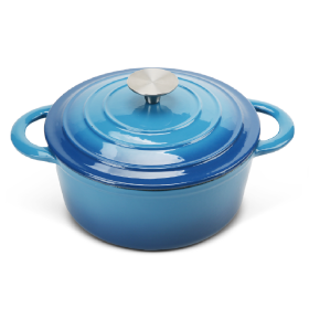 COOKWIN Enameled Cast Iron Dutch Oven with Self Basting Lid; Enamel Coated Cookware Pot 5QT (Option: ColorBlue)